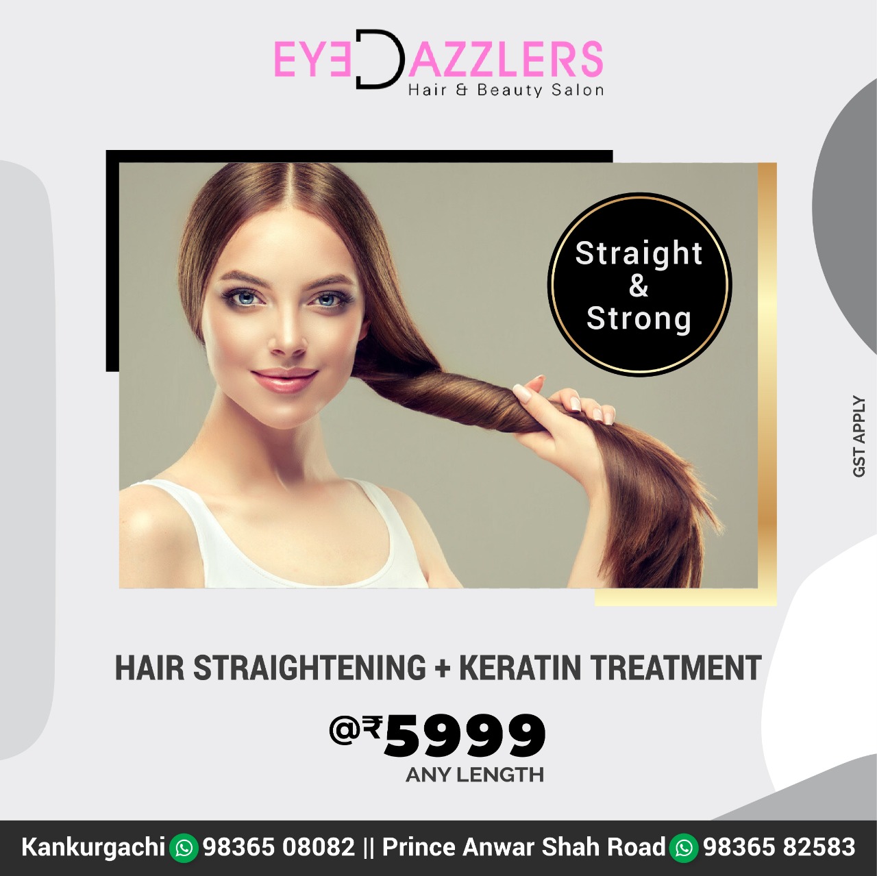 Hair Straightening+Keratin treatment @rs.5999
